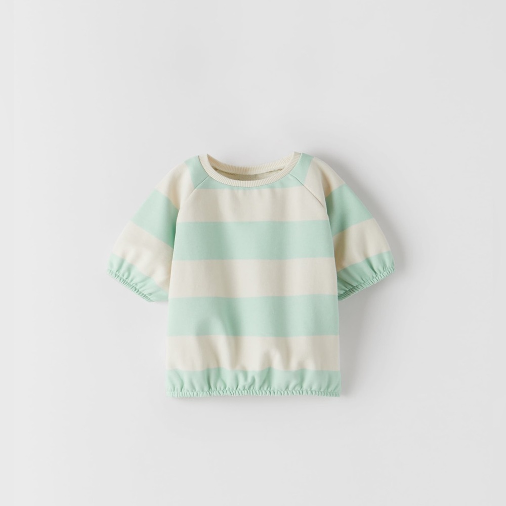 ZARA Striped T-Shirt Short Sleeve Sweatshirt